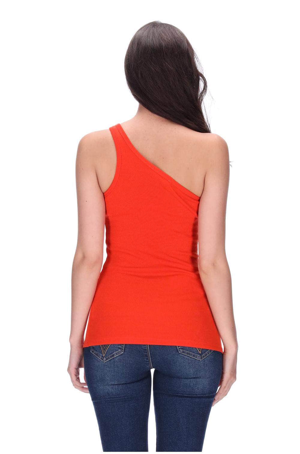 One Shoulder Singlet Orange