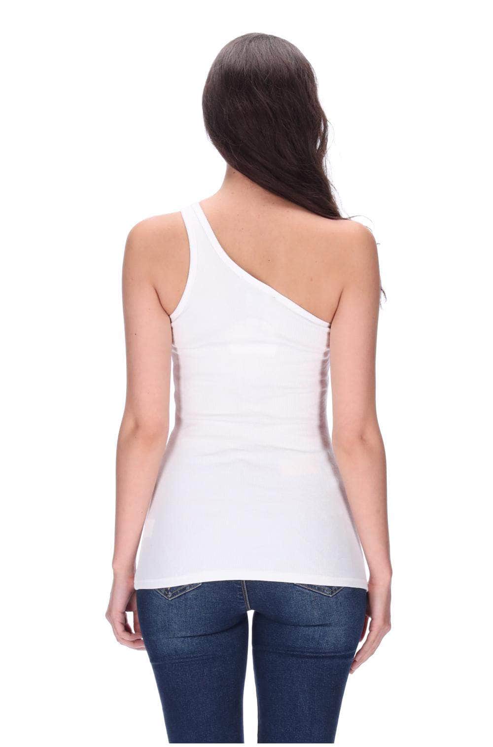 One Shoulder Singlet White