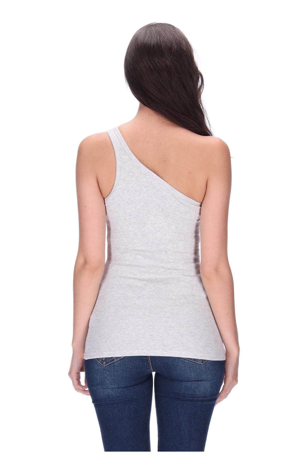 One Shoulder Singlet Grey Marle