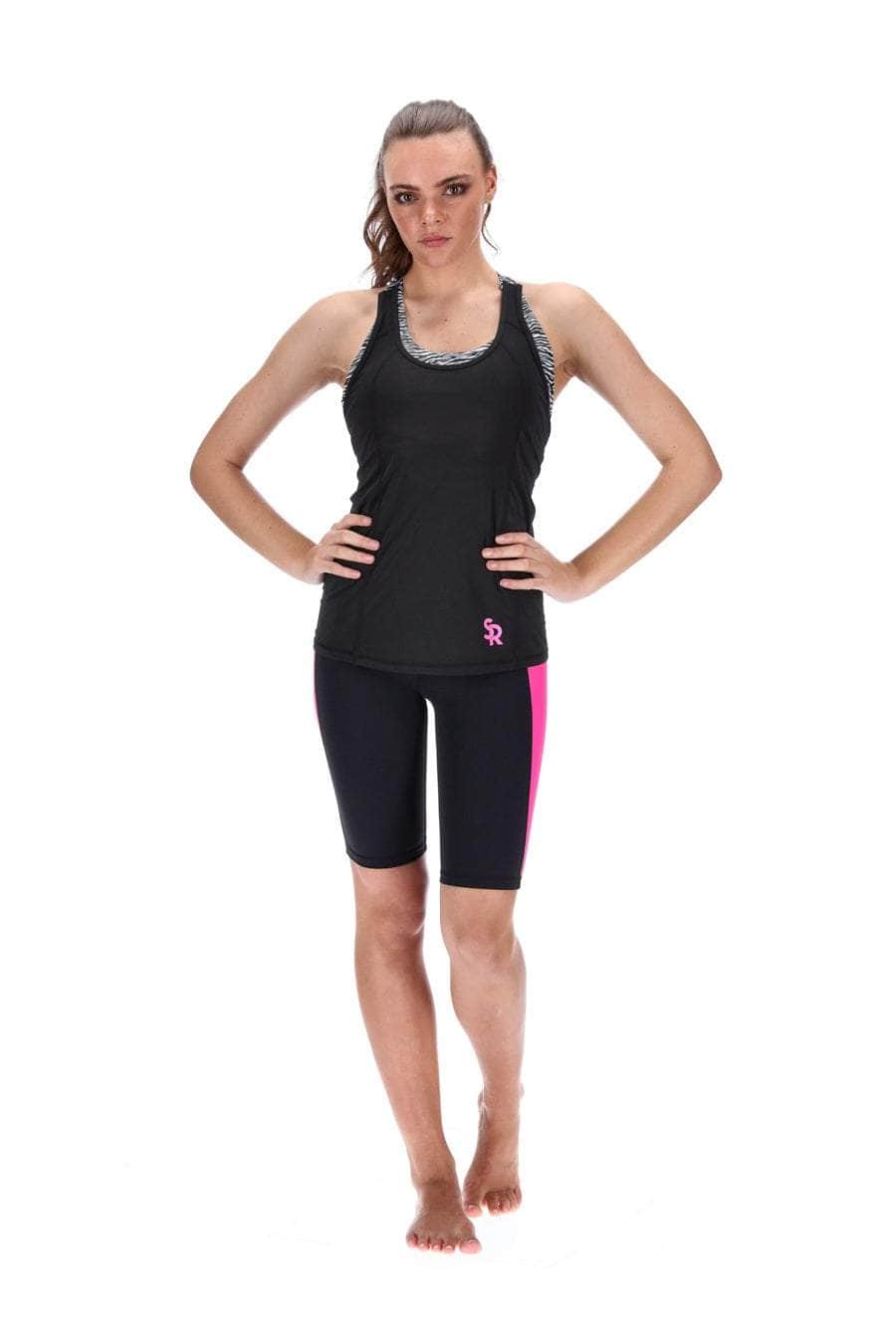 Go the Distance Biker Short Black Pink Zebra Print