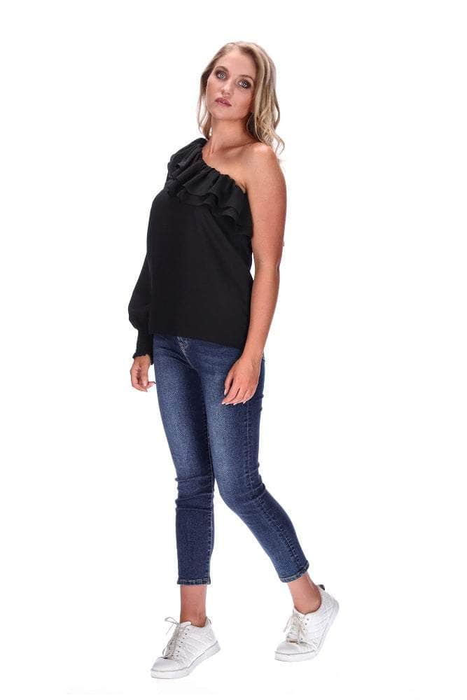 One Shoulder Top Black