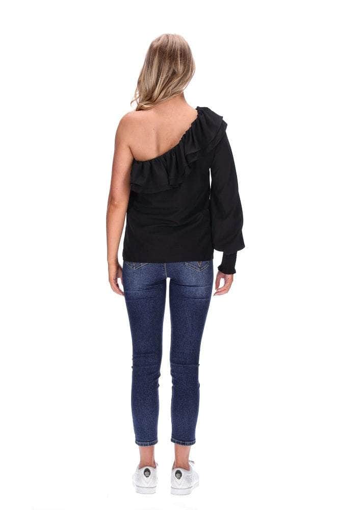 One Shoulder Top Black