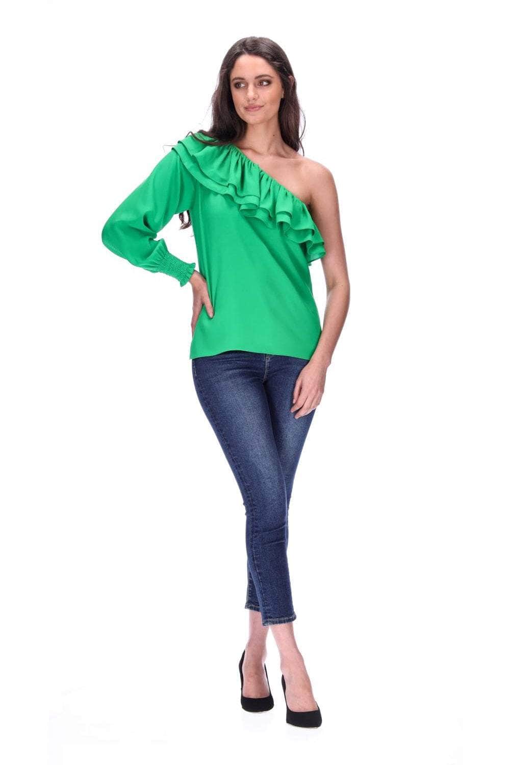 One Shoulder Top Green