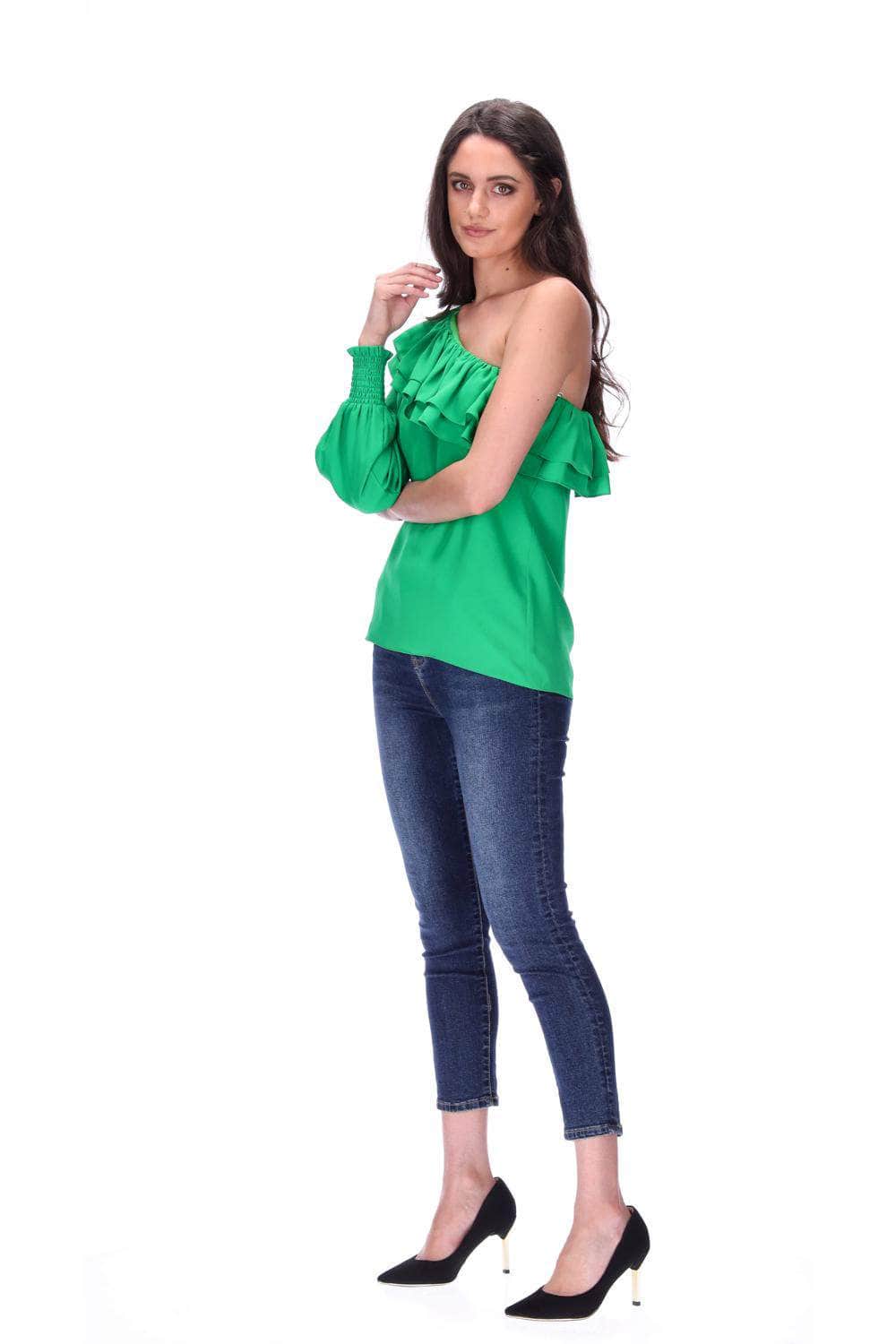 One Shoulder Top Green