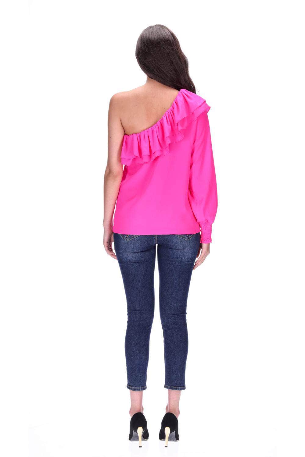 One Shoulder Top Pink