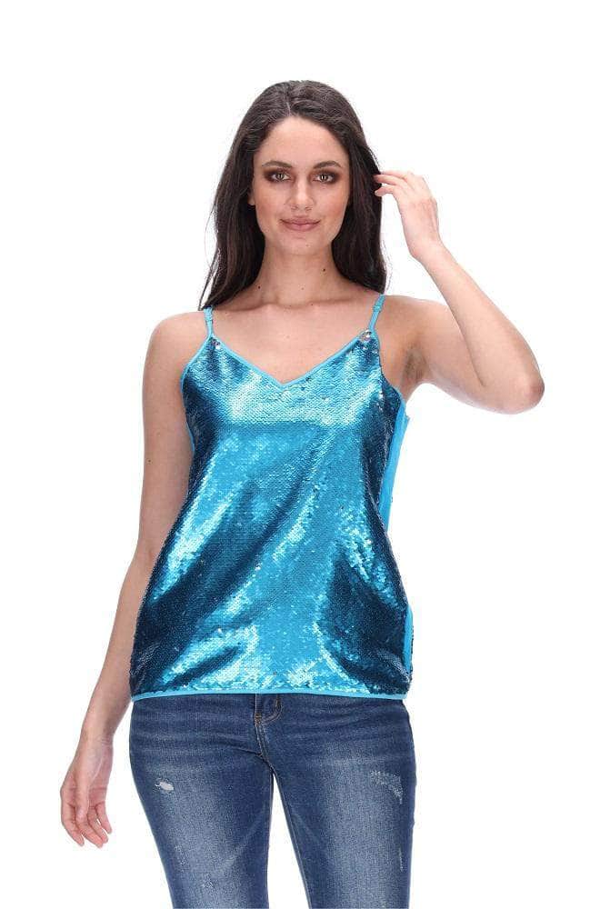 Sequin Singlet Blue