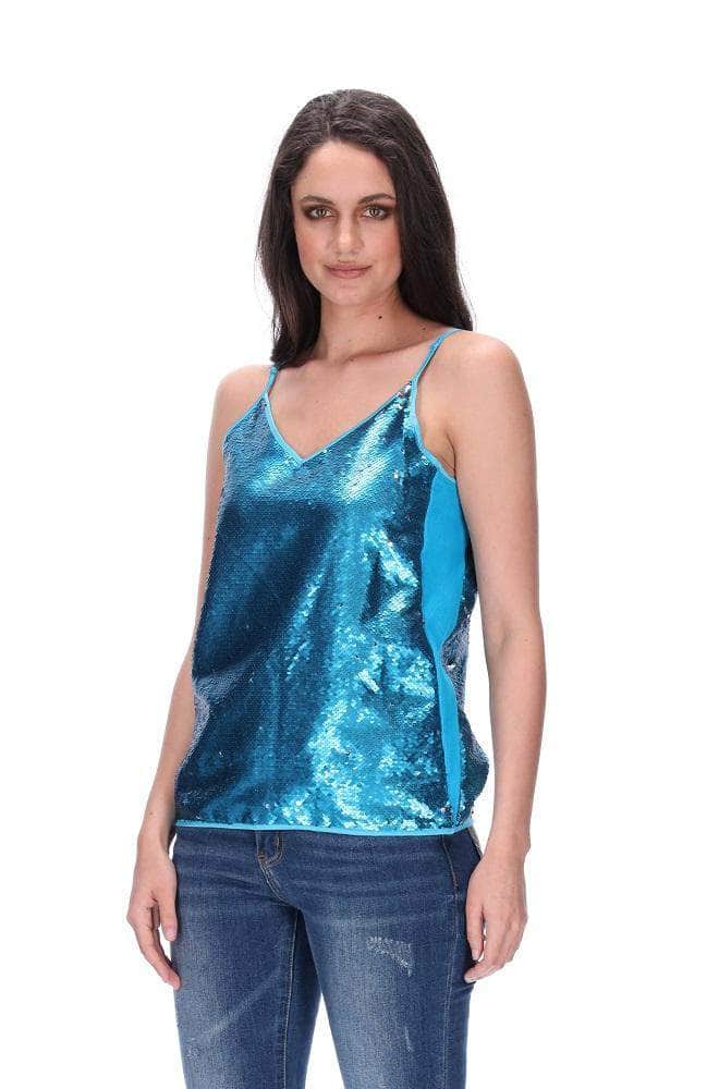 Sequin Singlet Blue