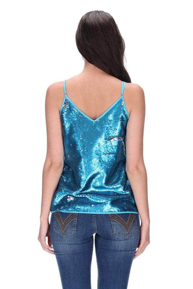 Sequin Singlet Blue