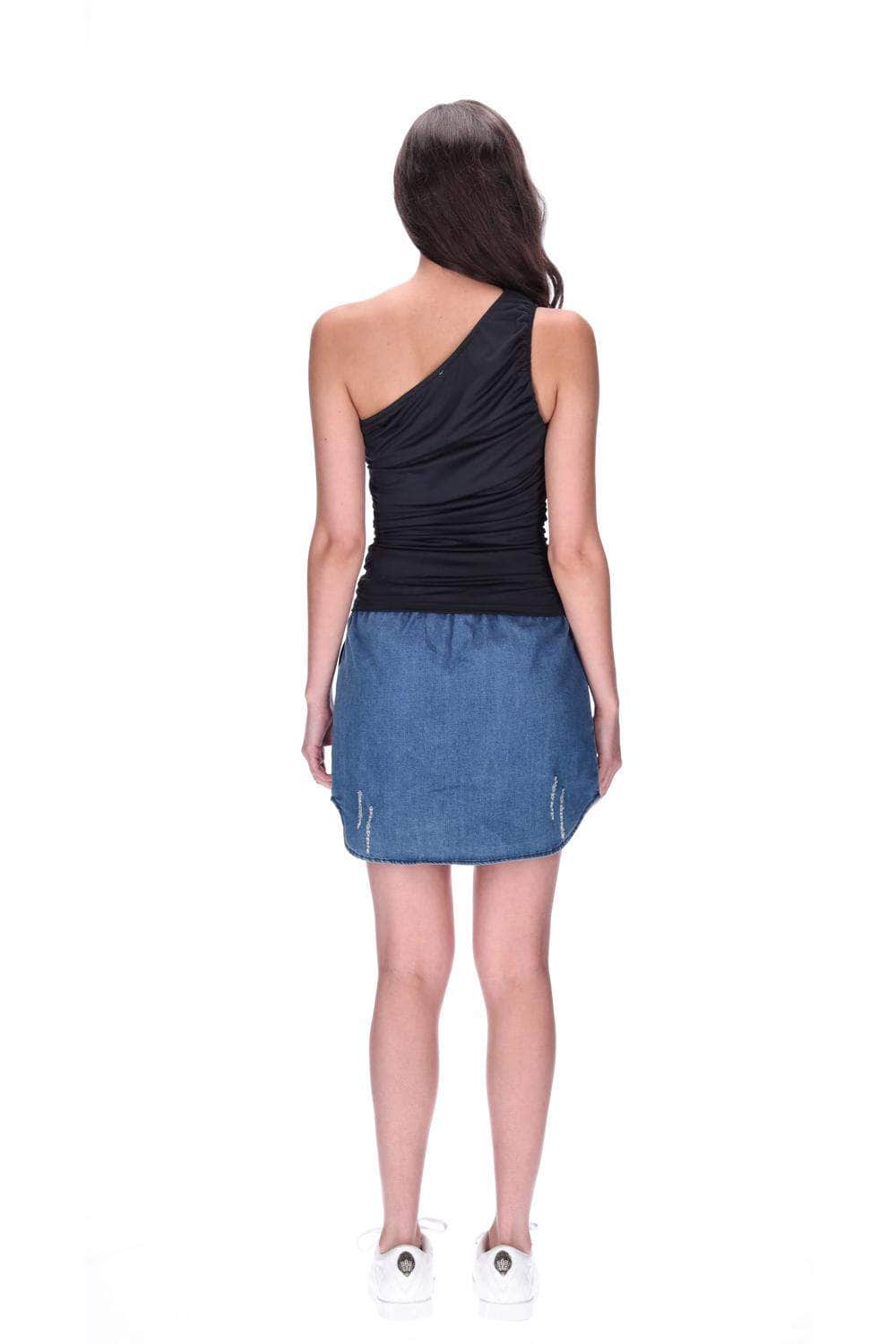 One Shoulder Singlet Black