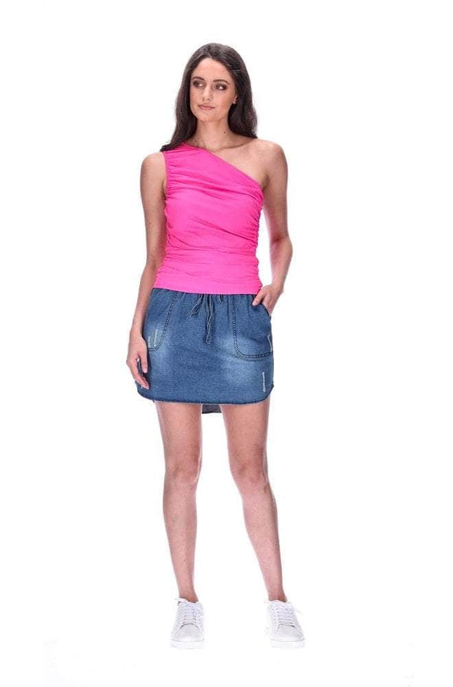 One Shoulder Singlet Hot Pink