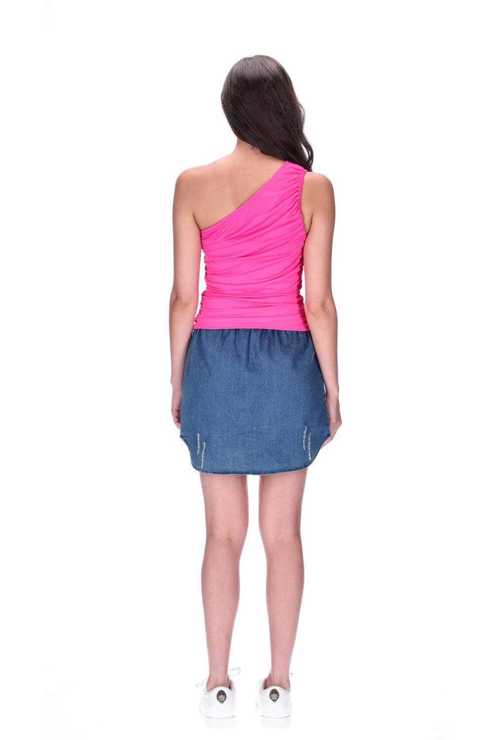 One Shoulder Singlet Hot Pink