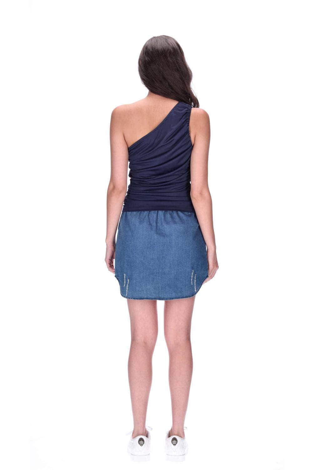 One Shoulder Singlet Navy