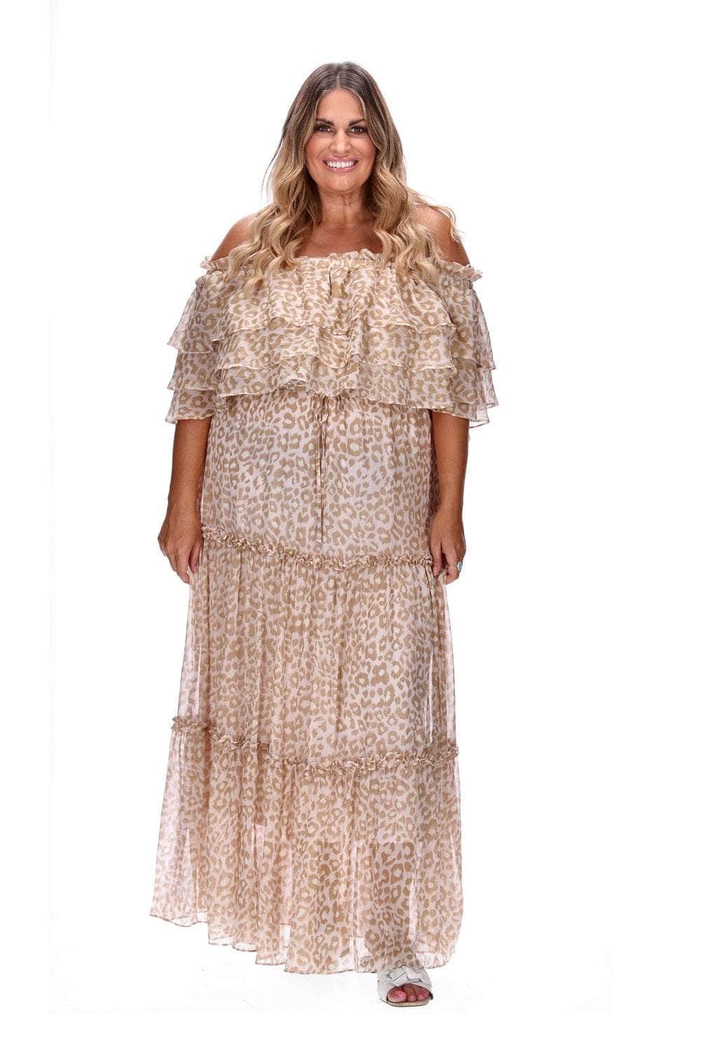 Lily Dress White/Beige Leopard 2