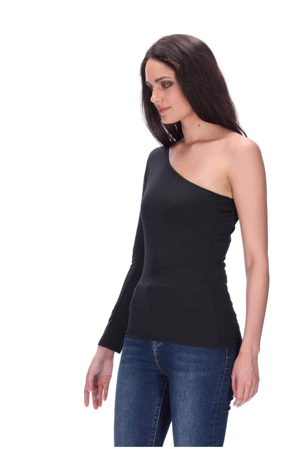One Shoulder Top Black