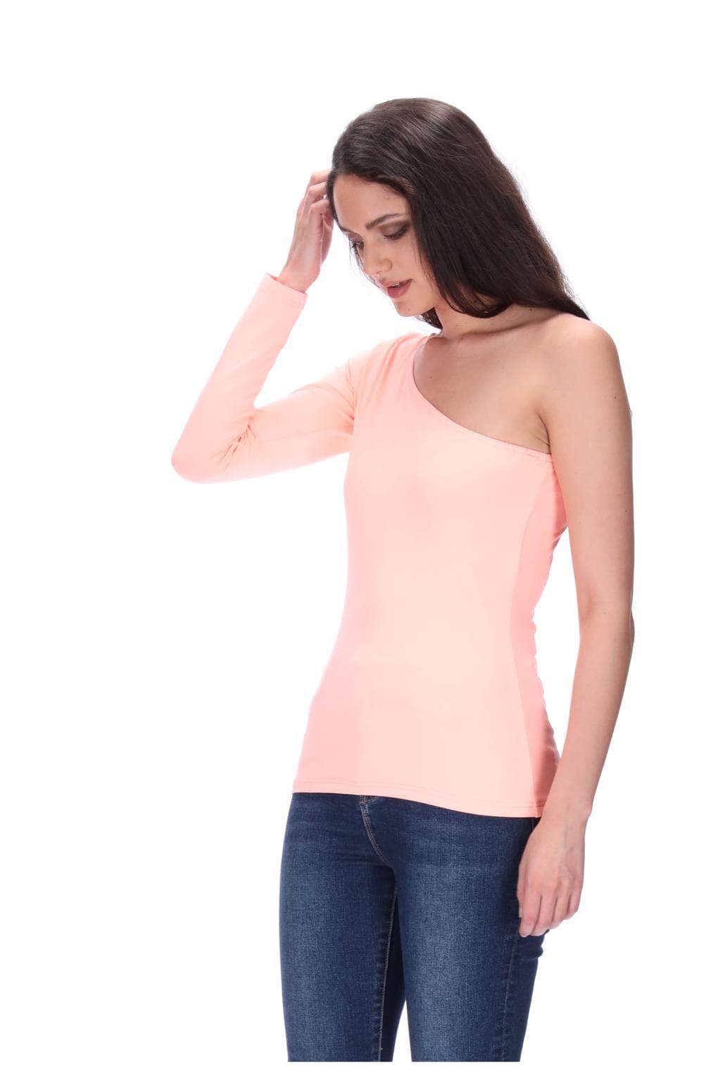One Shoulder Top Peach
