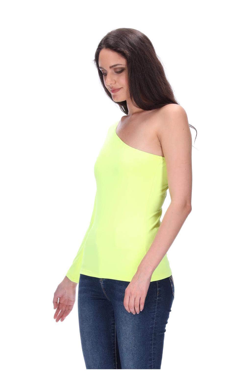 One Shoulder Top Fluro Yellow