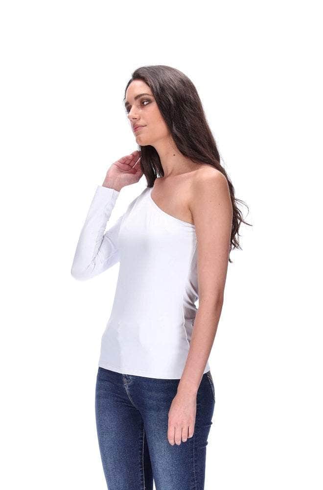 One Shoulder Top White