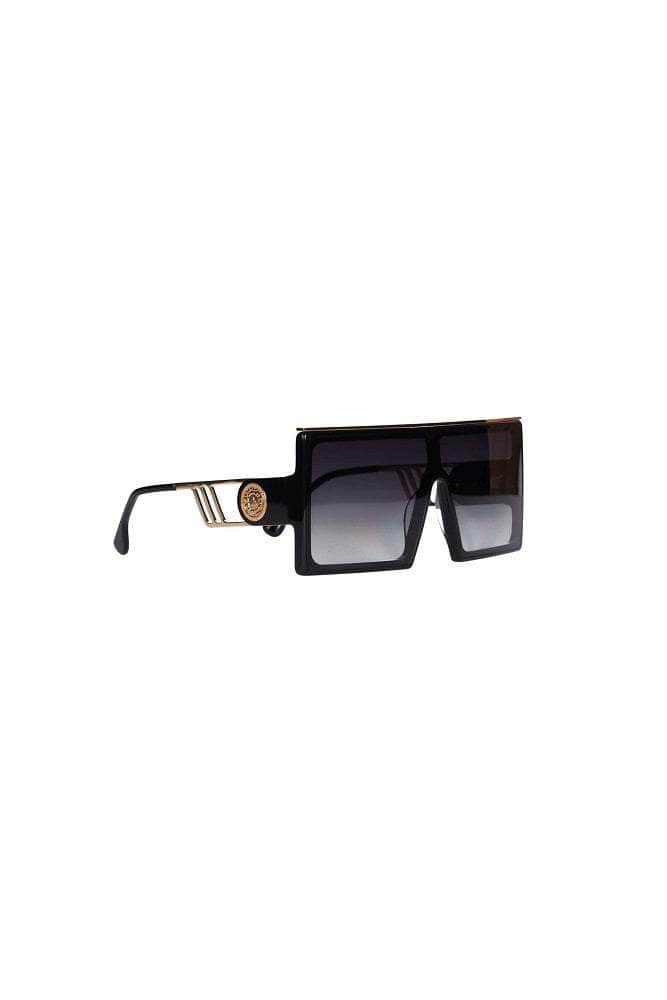oversized flat top square sunglasses in black