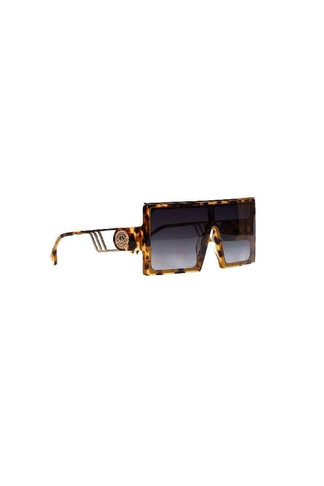 oversized flat top square sunglasses in brown tort