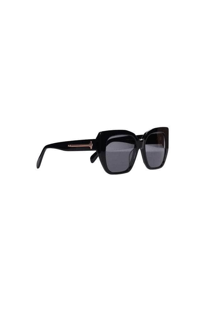 squared-bottom cat eye sunglasses in black