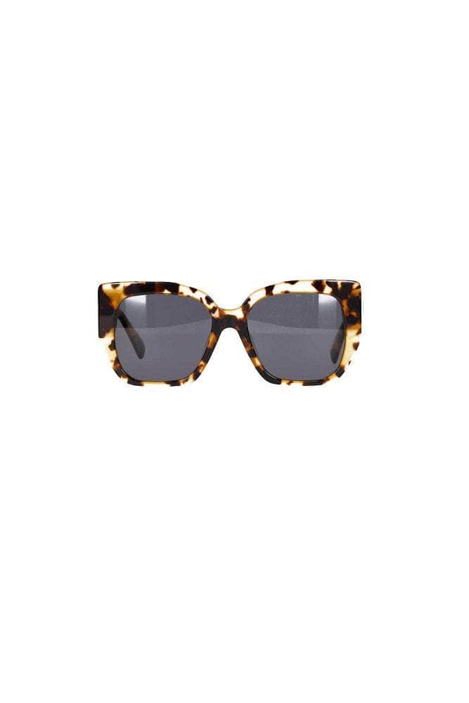 squared-bottom cat eye sunglasses in brown tortoise shell