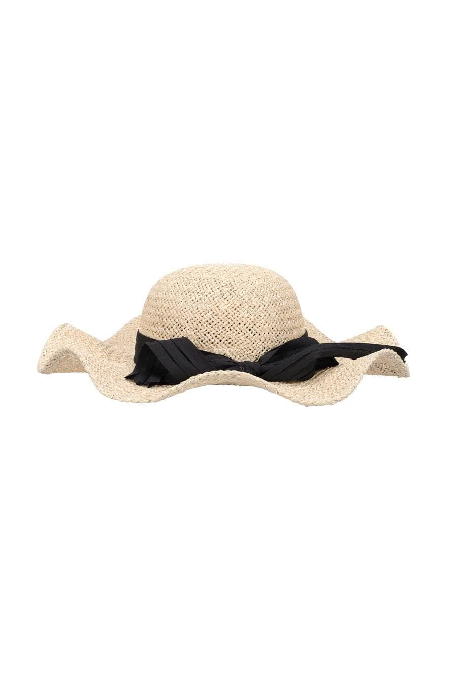 womens cream summer hat with black bow