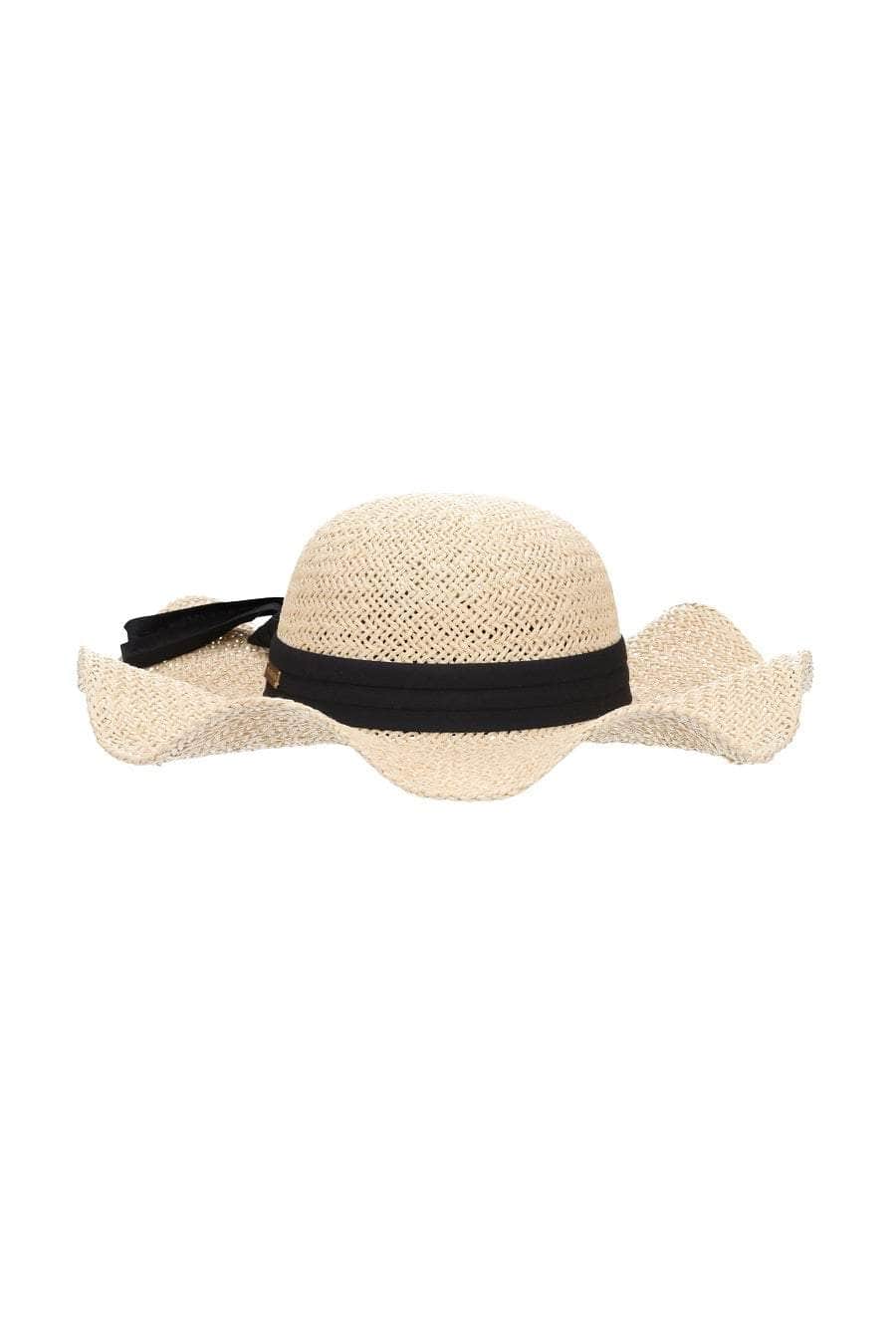 womens cream summer hat with black bow