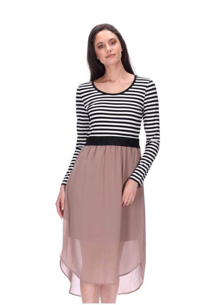 Long Sleeve Midi Dress Beige