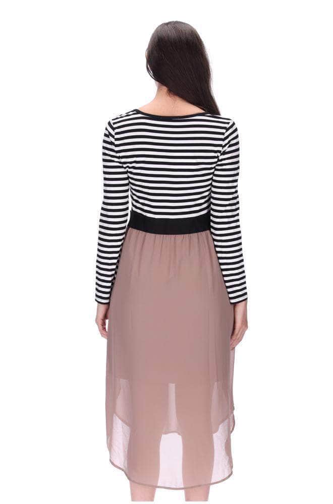 Long Sleeve Midi Dress Beige