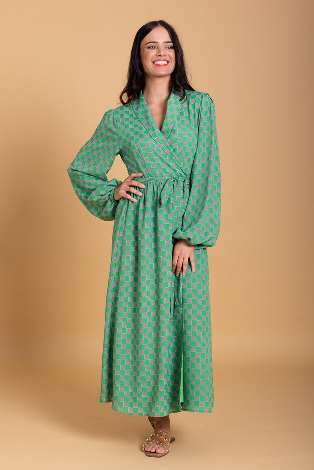 Green Checked Duster Coat