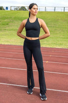 black flared legging zip yoga exercise casual