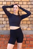 black ribbed bike shorts