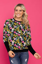 black based floral top
