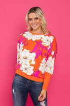 orange based floral top