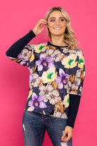 navy floral top