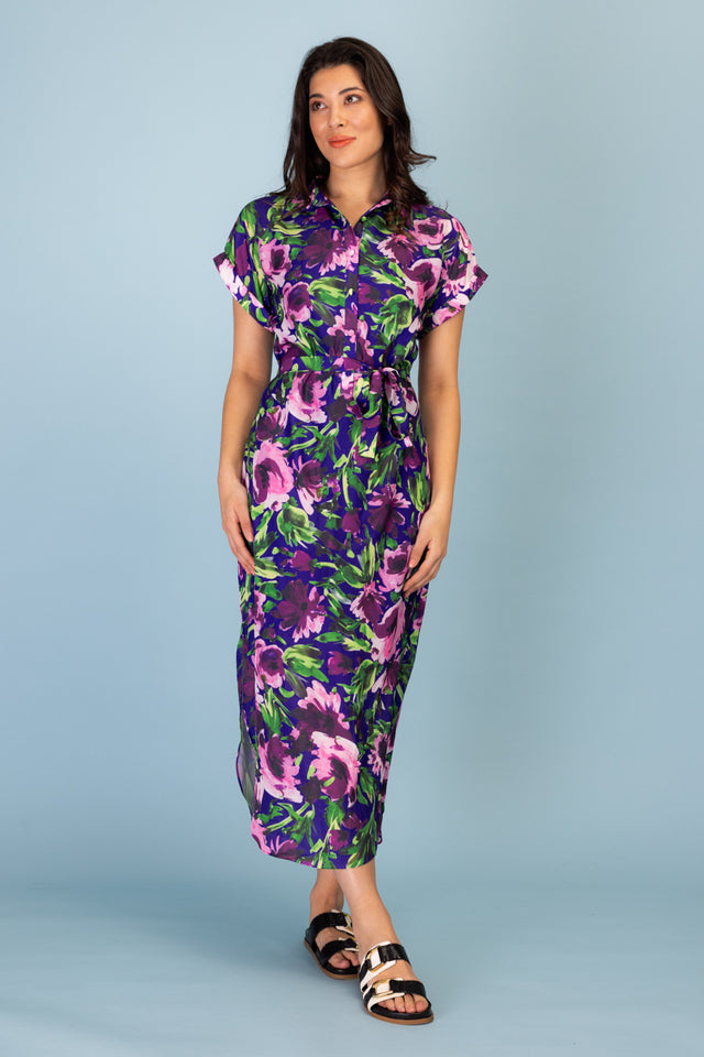 purple floral Maxi Dress