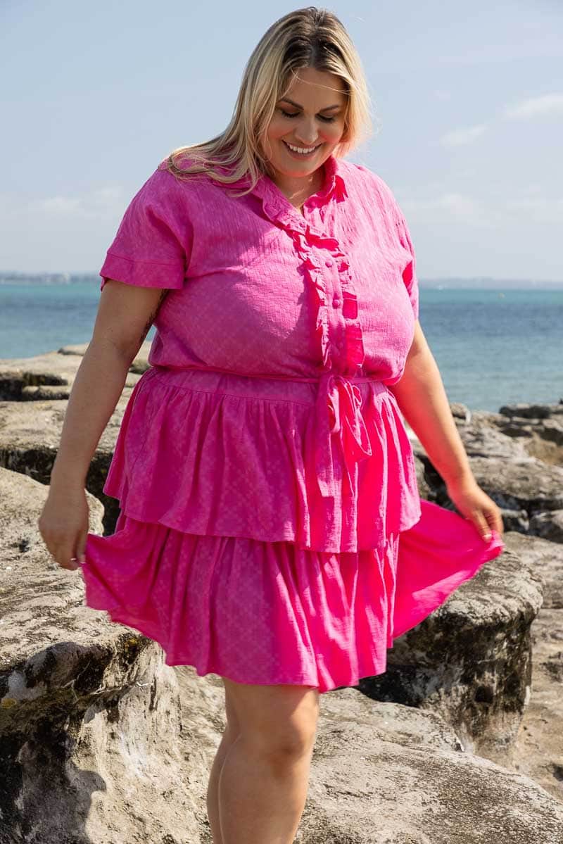 Luna Short Sleeve Dress Pink – Augustine