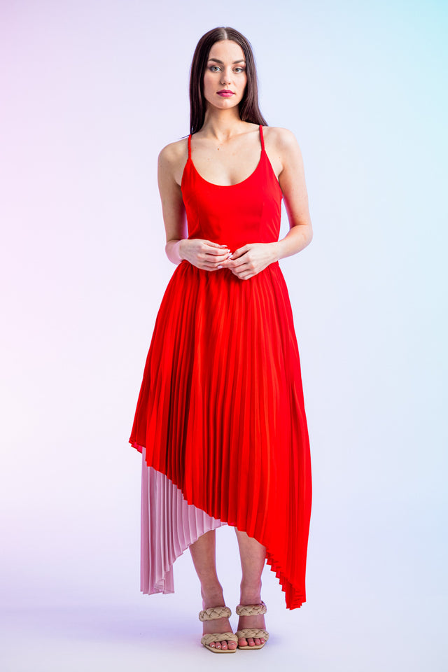 Pleated Dress Red
