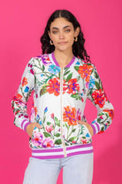 White floral bomber jacket 
