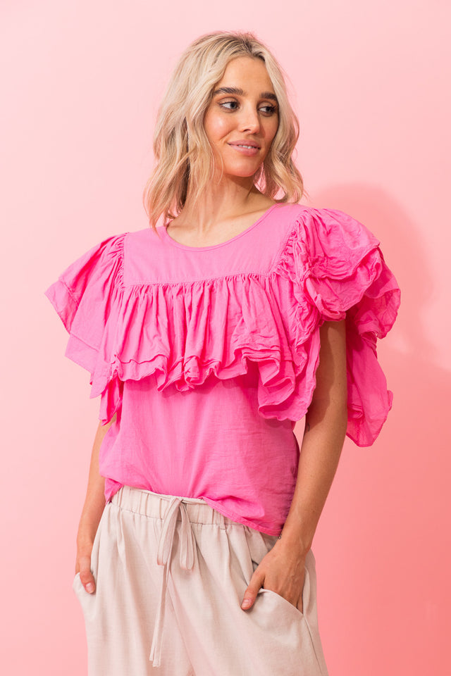  Frill Top Cotton Pink