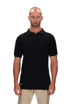 mens slim fit black polo with white trim