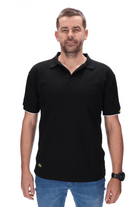 mens basic black polo with white trim 