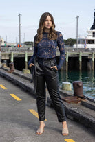 black faux leather pant