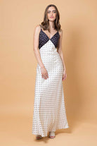 black and cream polka dot maxi