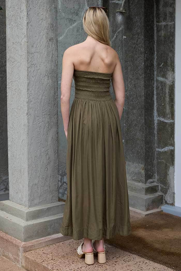 Jojo Strapless Maxi Dress Khaki Augustine Jojo Strapless Maxi Dress Khaki Augustine
