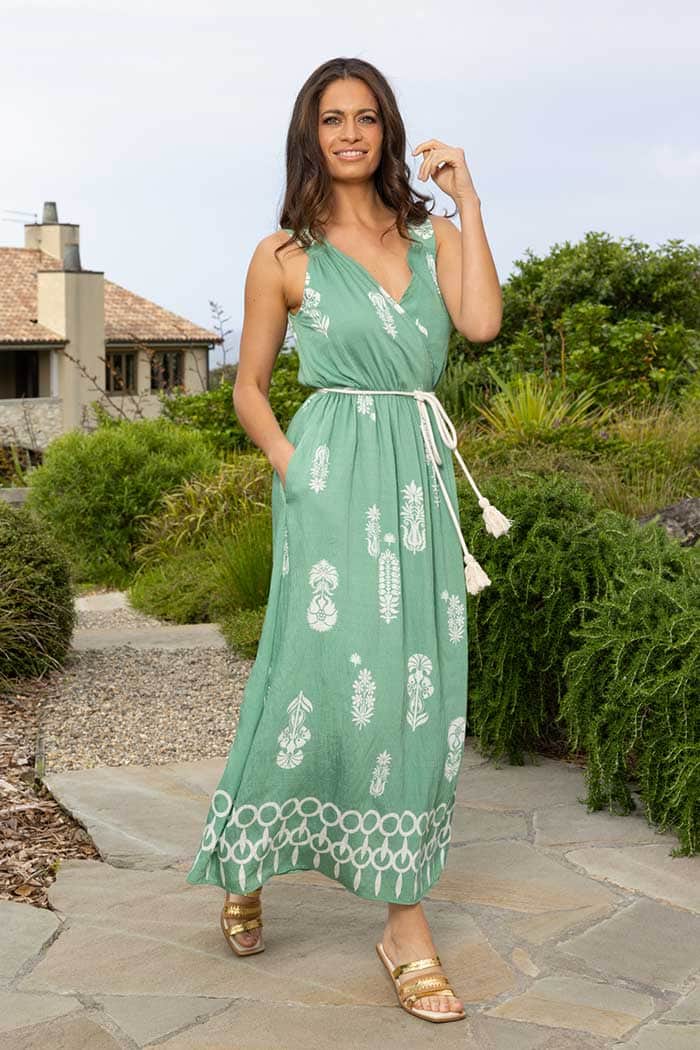 Grace Wrap Dress Green Print Augustine Grace Wrap Dress Green Print Augustine