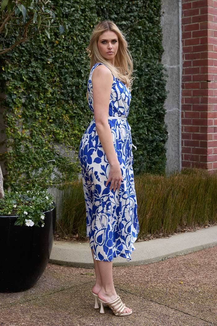 Grace Wrap Dress Blue Print Augustine Grace Wrap Dress Blue Print Augustine