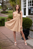 Brown mini dress with gold chains