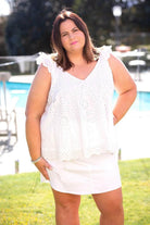  plus-size V Neck Top White