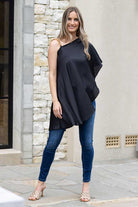 black silk one shoulder top